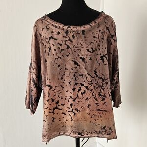 ma+ch Marika Charles 100% Silk Top in Black, Pink Women's L